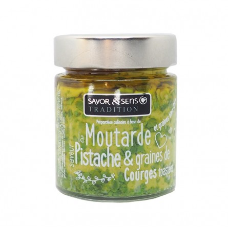 Moutarde saveur pistache et graines de courges toastées